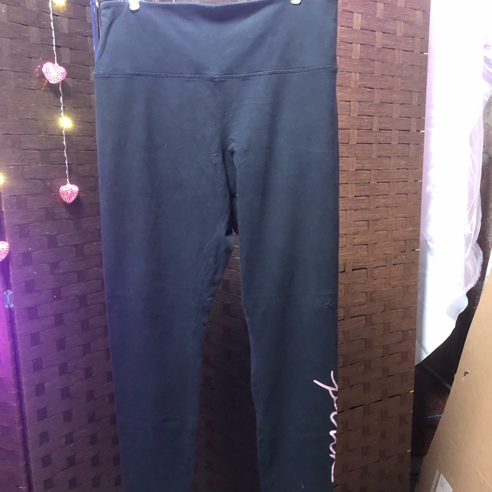 PINK Victoria's Secret Black Leggings with Pink Script